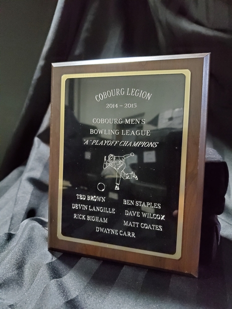 2015 Cobourg Legion bowling plaque