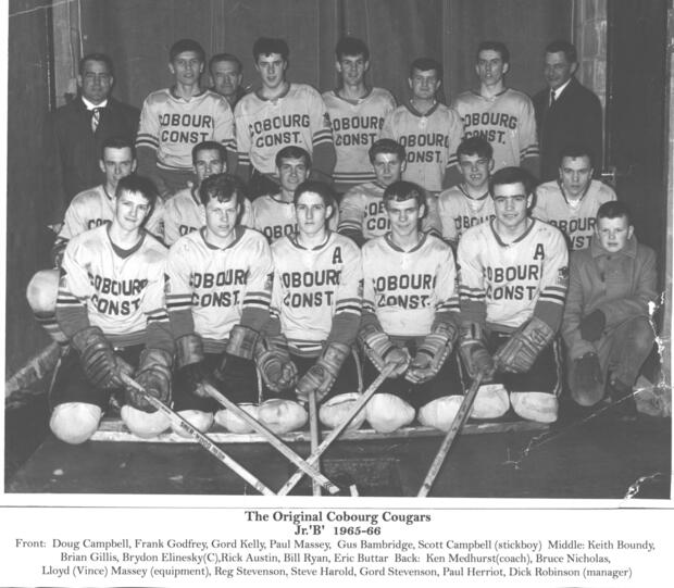 1965-66 Cobourg Cougars hockey team photo