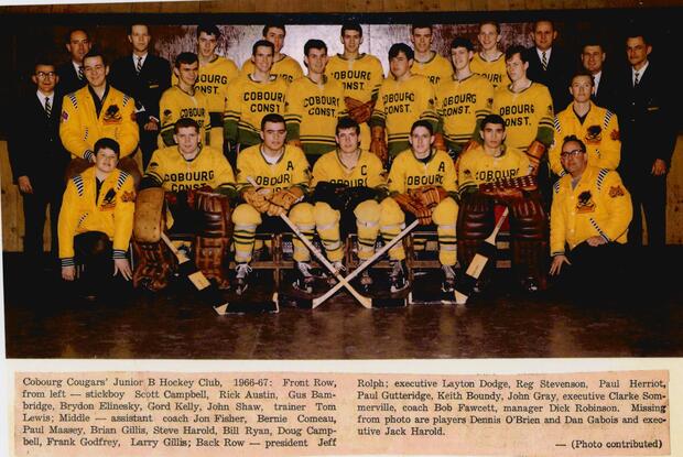 1966-67 Cobourg Cougars hockey team photo
