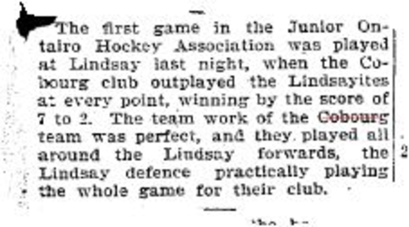 1900-01-06 Hockey -Juniors vs Lindsay