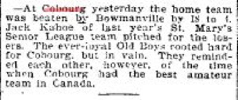 1900-08-07 Baseball -Cobourg vs Bowmanville