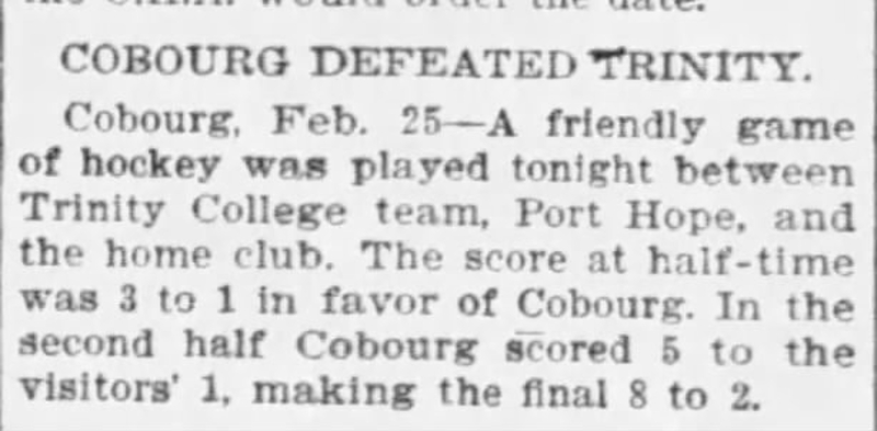 1902-02-26 Hockey -Cobourg vs Trinity -Ottawa Citizen
