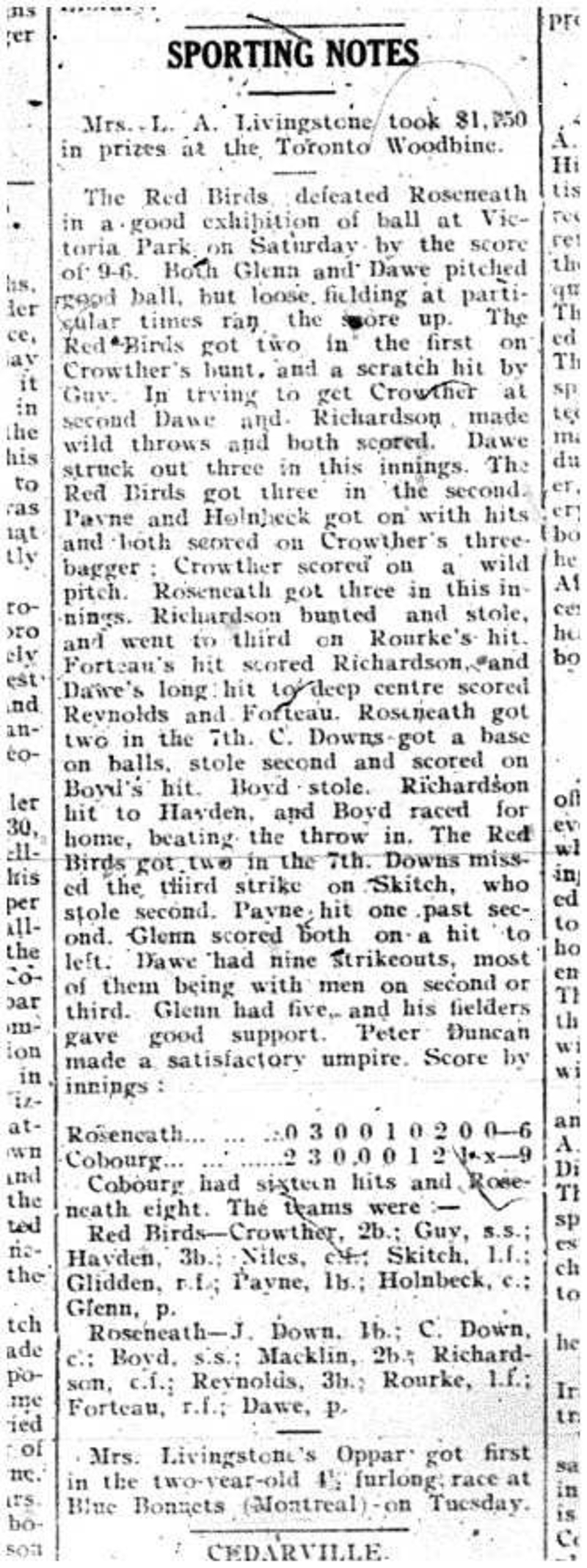 1909-06-11 Baseball -Red Birds