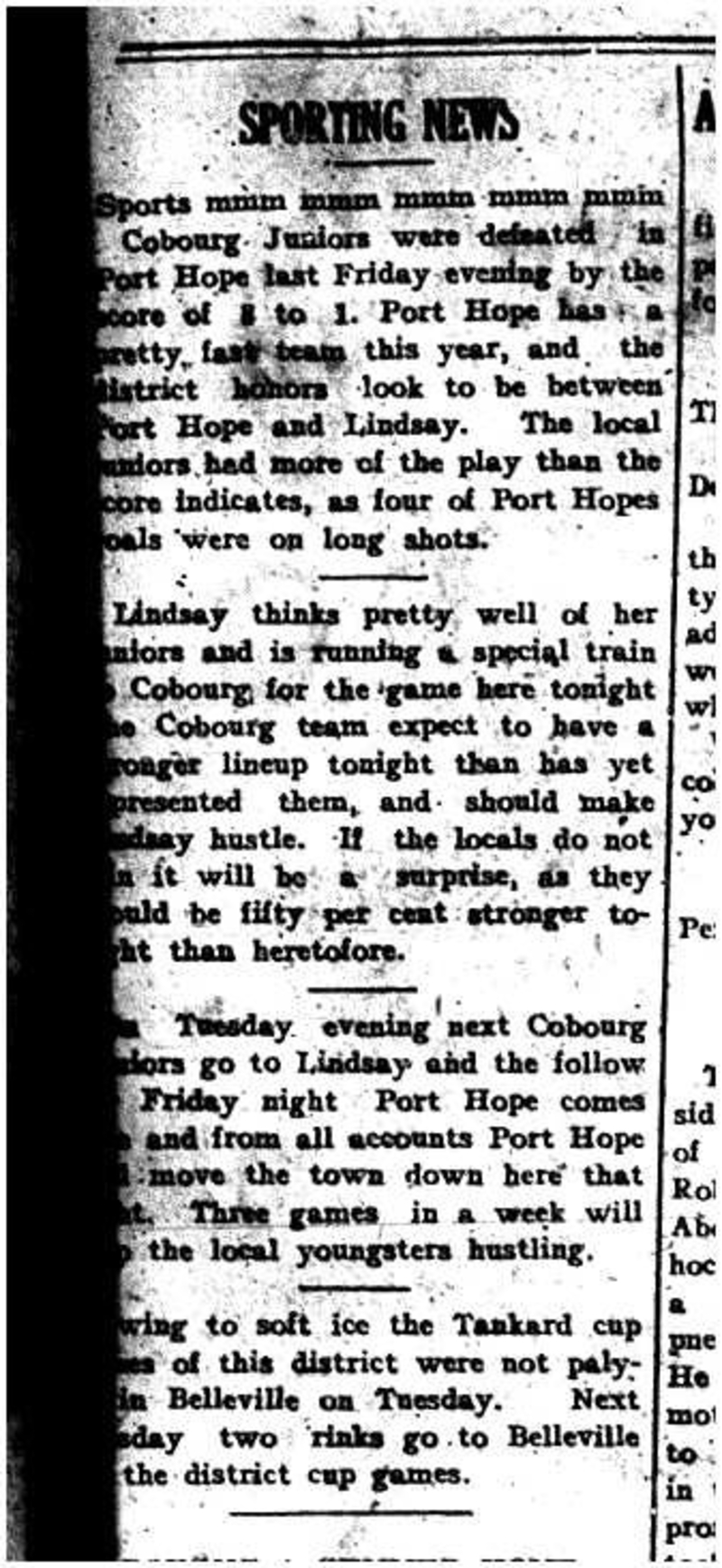 1915-01-22 Hockey -Juniors