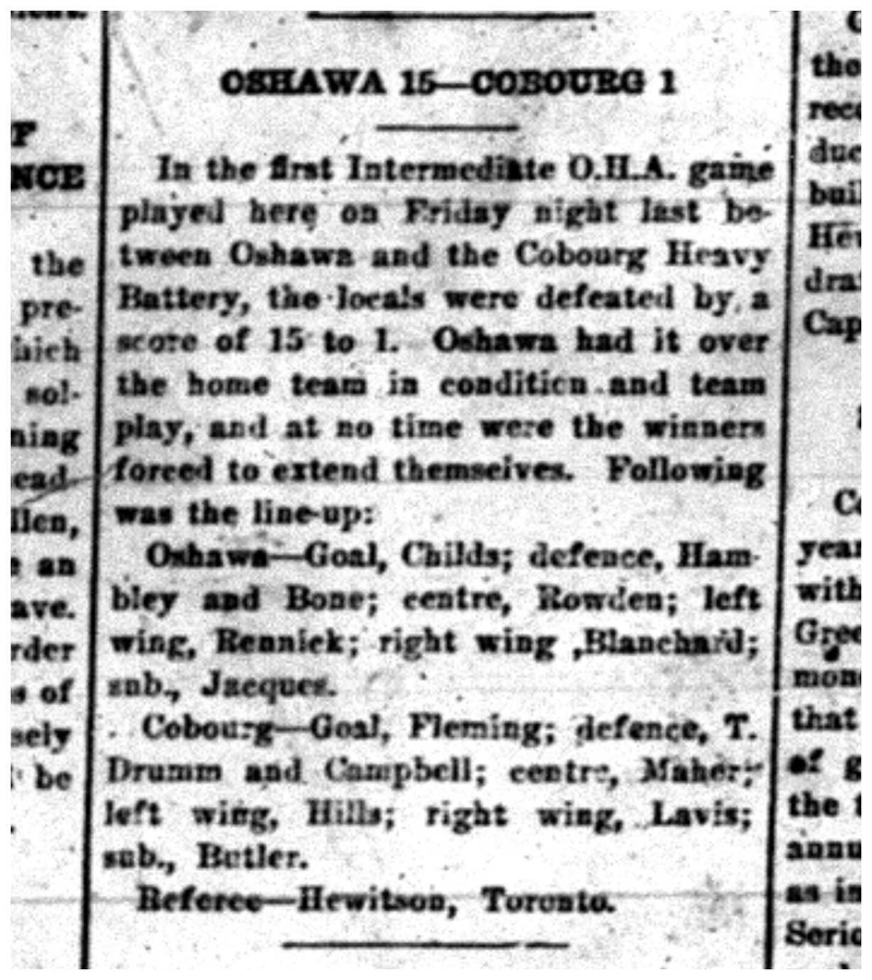 1918-01-18 Hockey - Intermediates