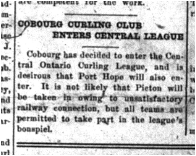 1919-12-18 Curling -Cobourg in Central League