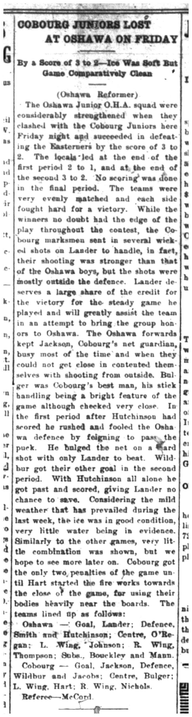 1921-01-13 Hockey -Juniors vs Oshawa
