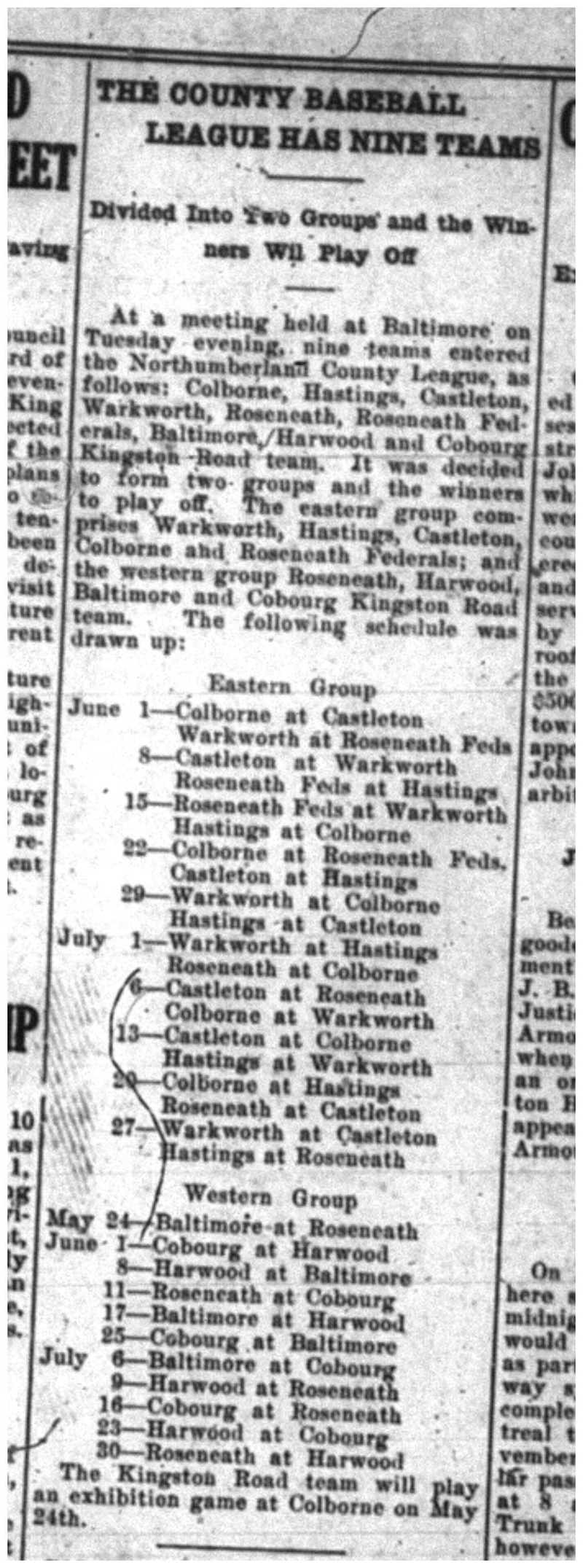 1921-05-19 Baseball -County Baseball League