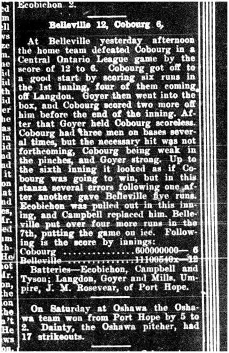 1921-06-09 Baseball -Vs Belleville