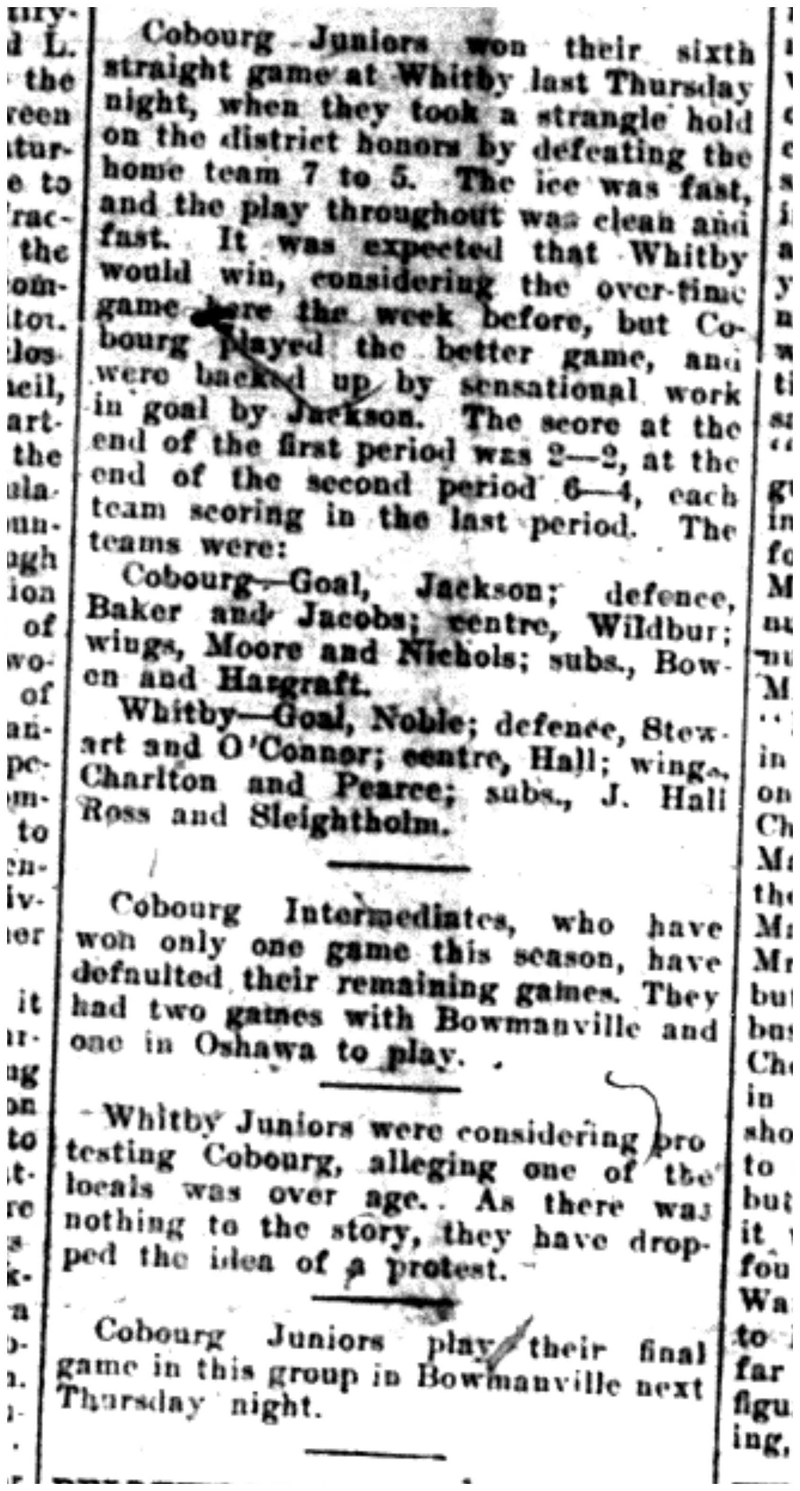 1922-01-26 Hockey -Juniors