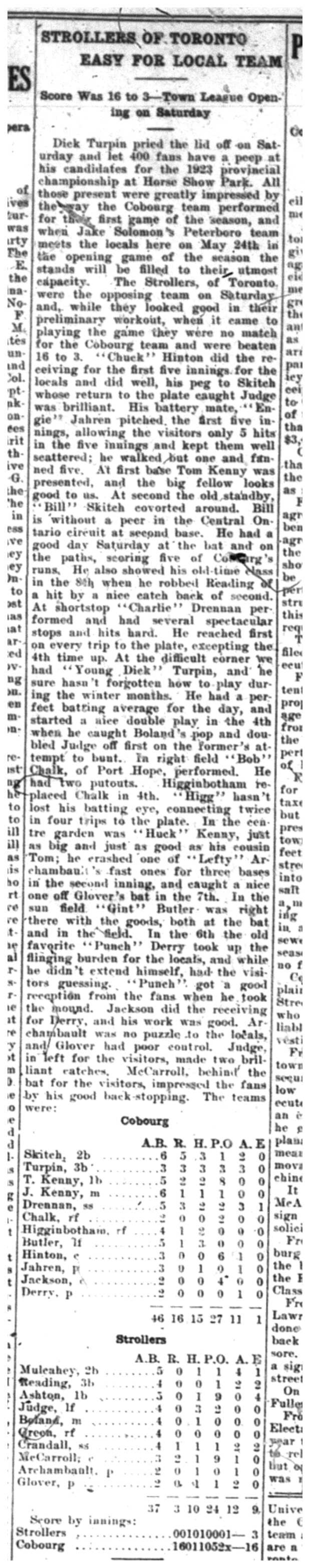 1923-05-10 Baseball -Town League