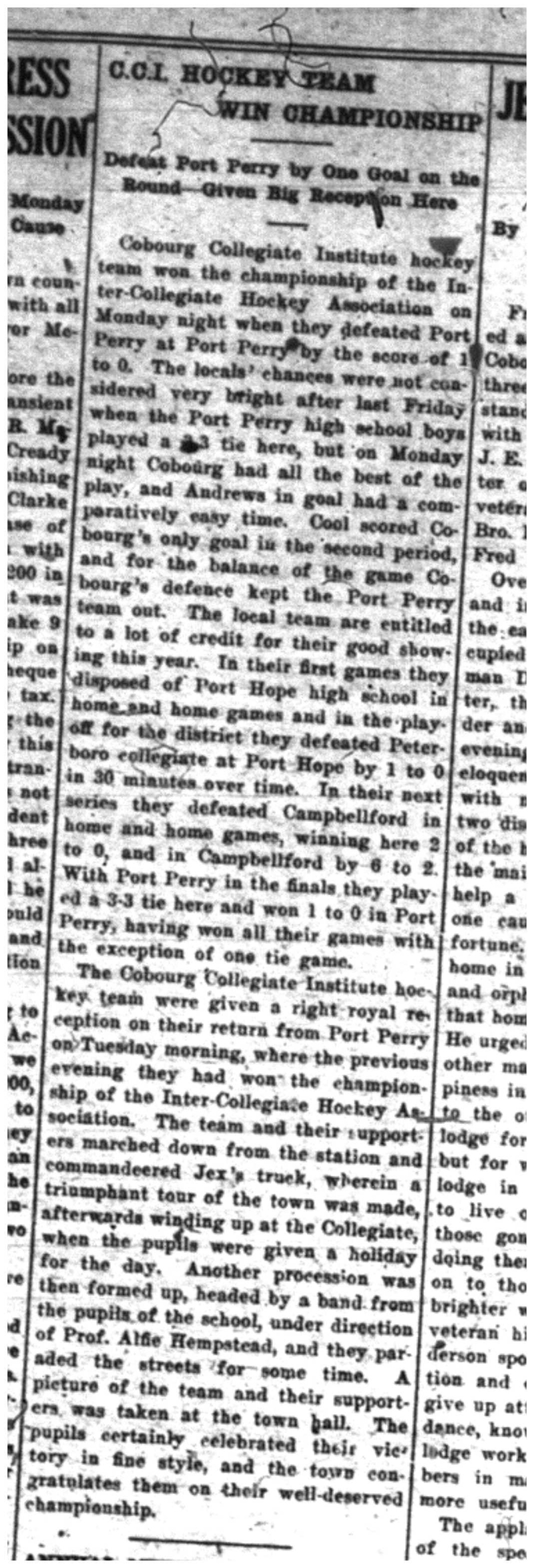 1925-03-12 School -CCI Hockey Champions