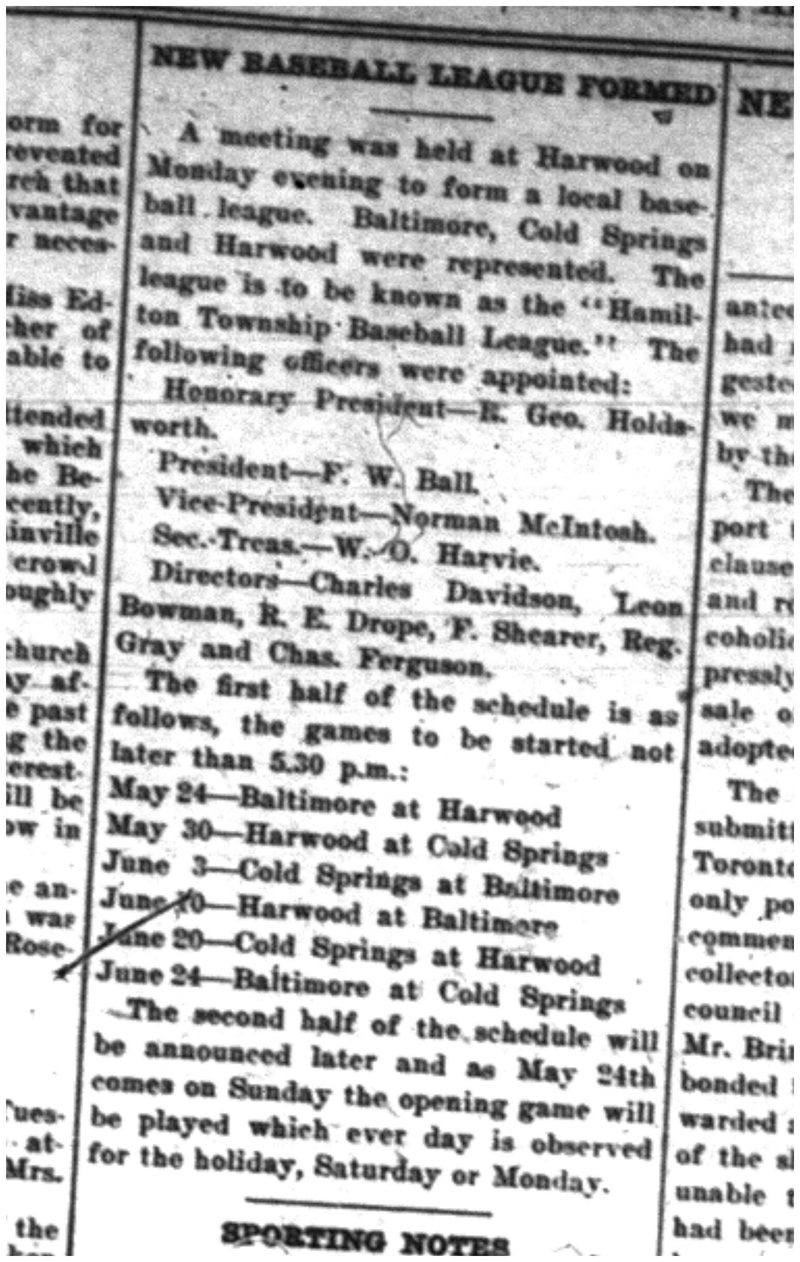 1925-04-20 Baseball -Hamilton Township Baseball League