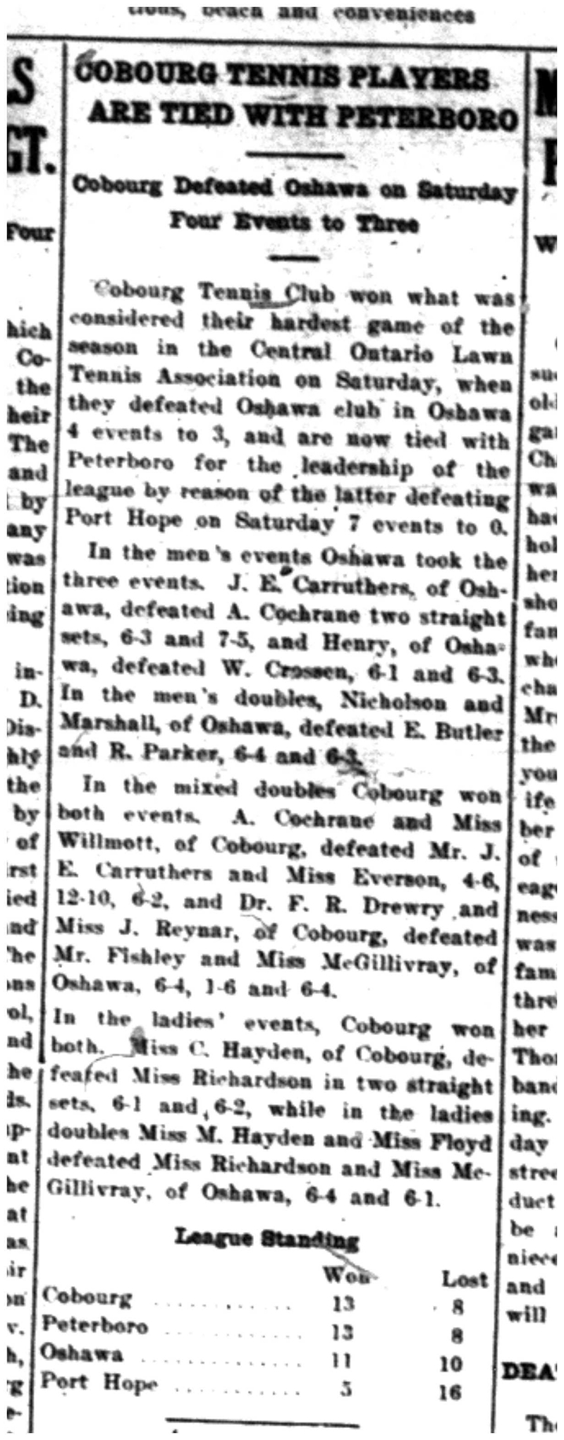 1925-07-16 Tennis -Cobourg Club