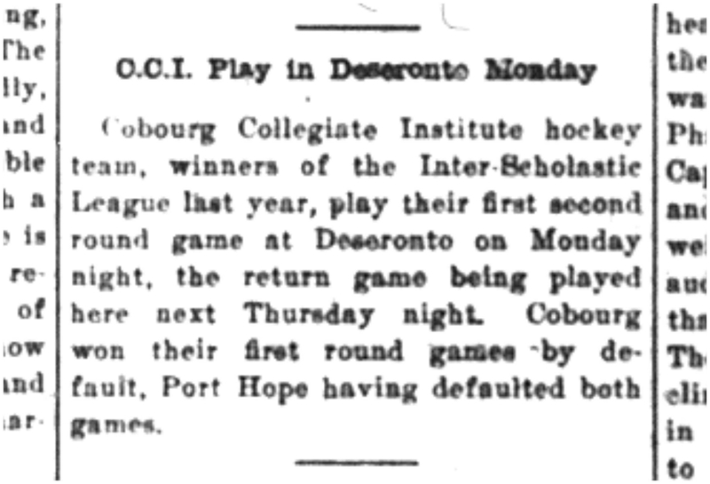 1926-02-04 School -CCI Hockey
