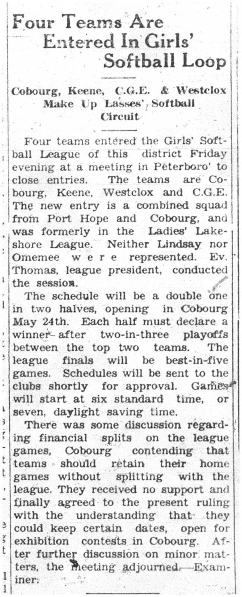 1937-05-13 Softball - Girls