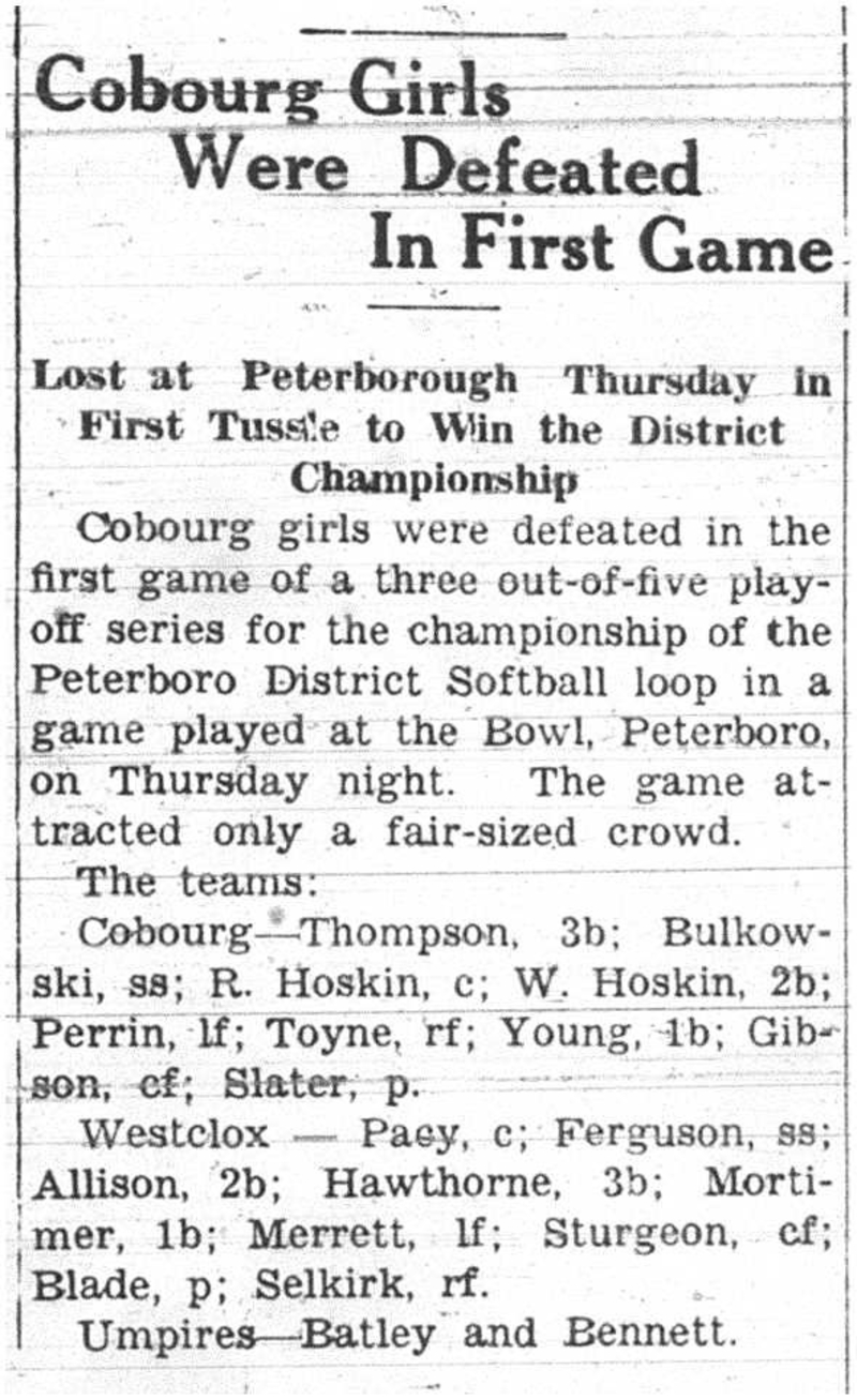 1937-08-19 Softball - Girls Championship