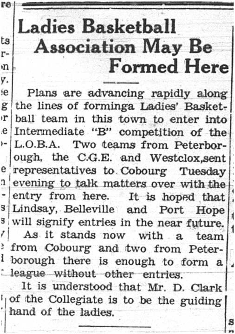 1937-11-11 Basketball - Planning Ladies League