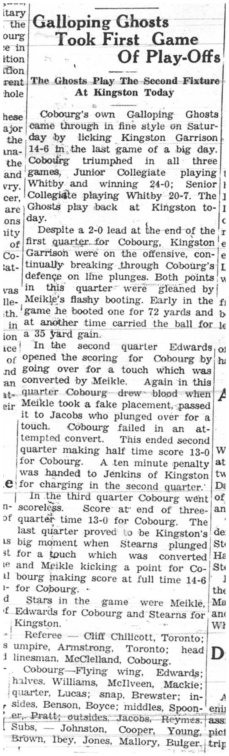 1937-11-11 Football -Intermediate -GG playoff