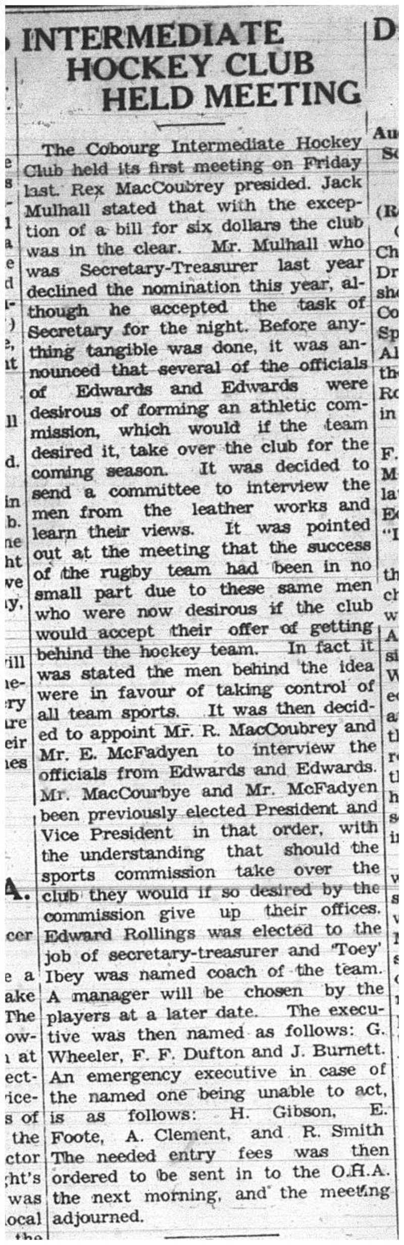 1937-12-09 Hockey - Intermediate