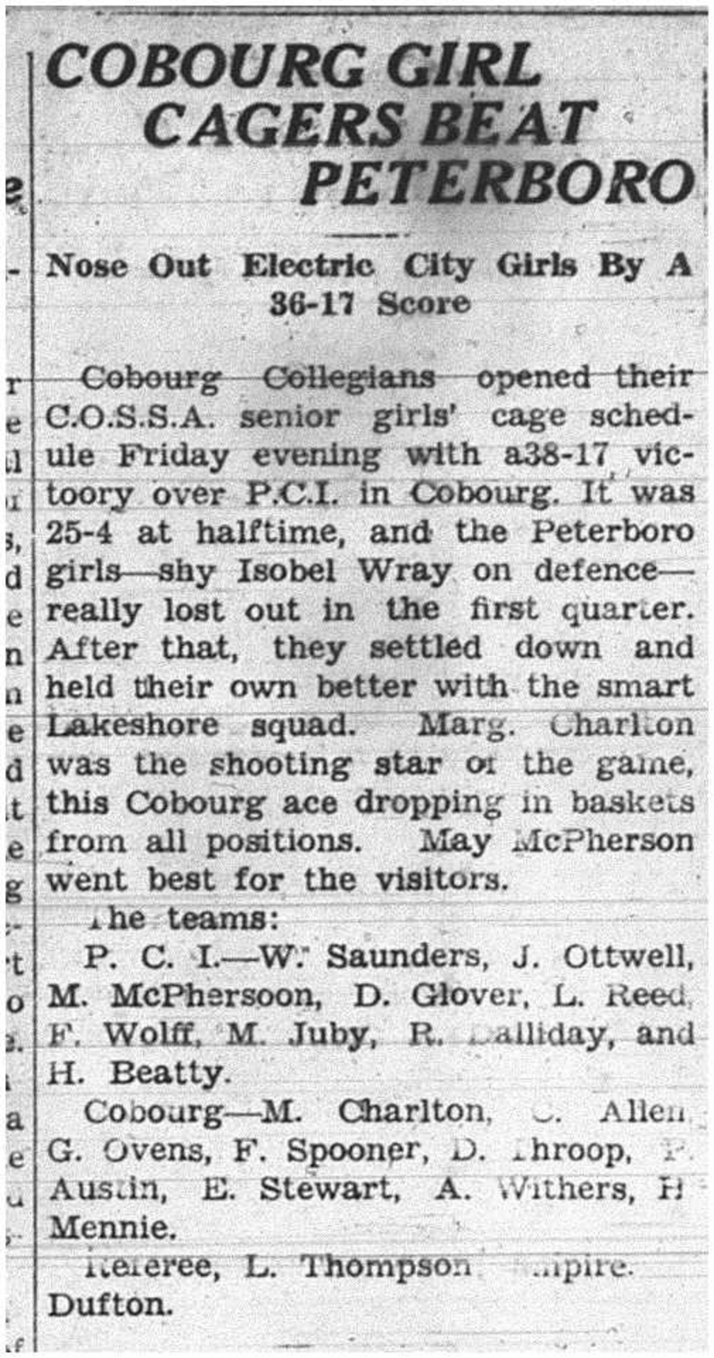 1938-01-13 School -CCI Girls Basketball