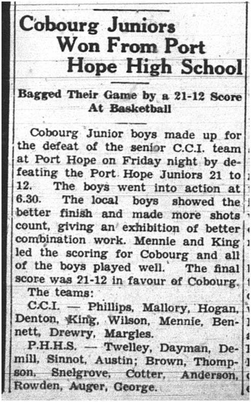 1938-02-03 School -CCI boys Basketball