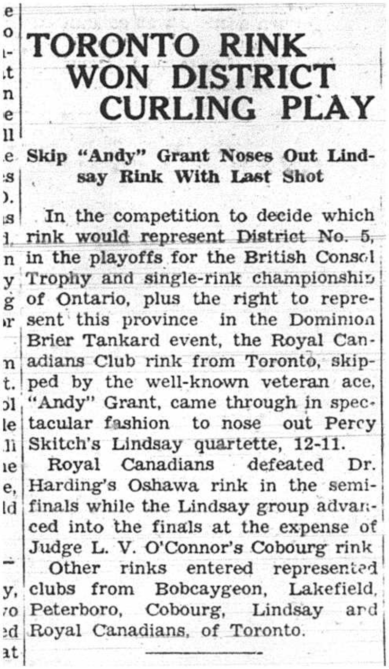1938-02-17 Curling -Cobourg in playdown to Brier