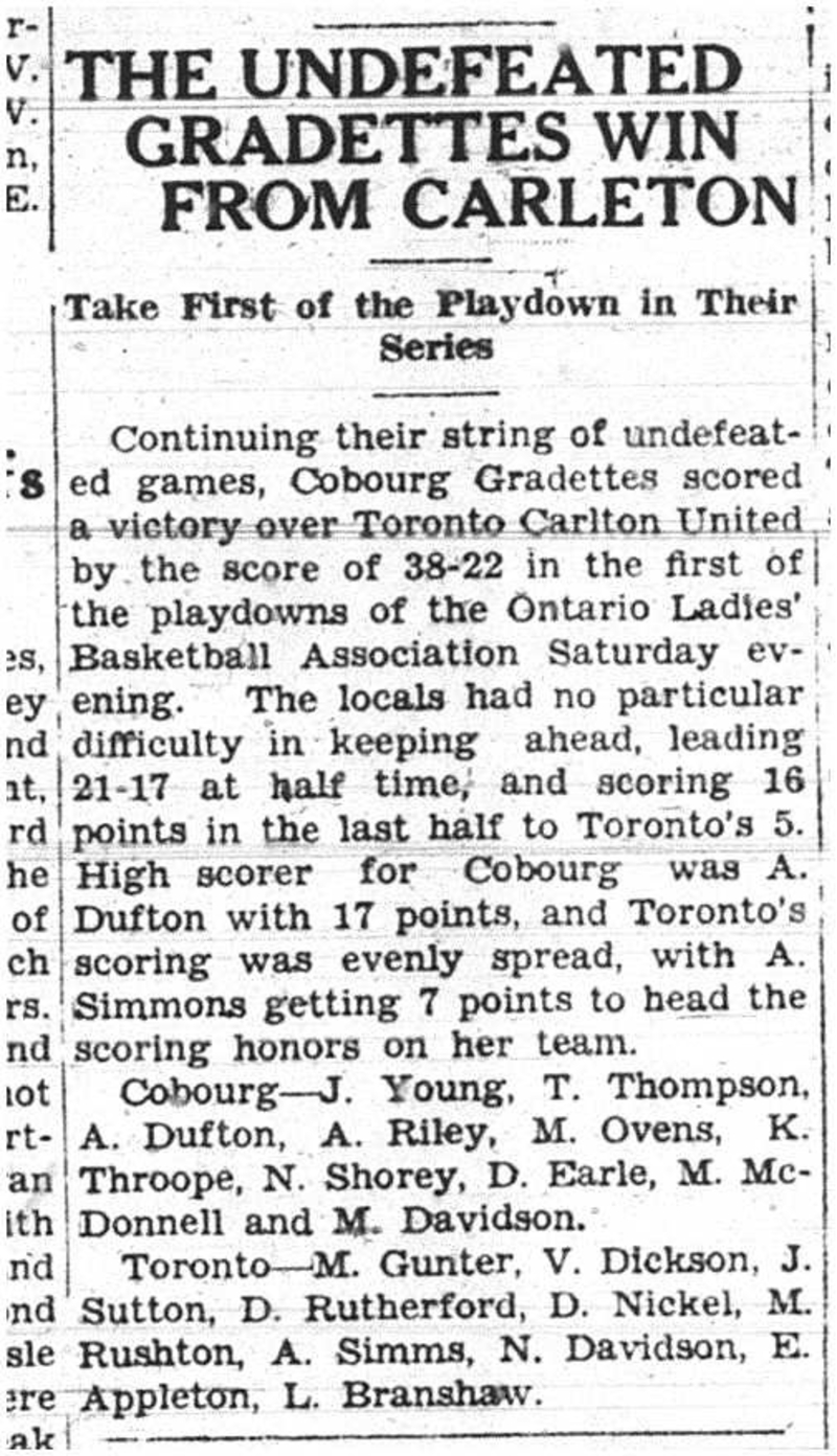 1938-03-10 Basketball -Ladies vs Toronto