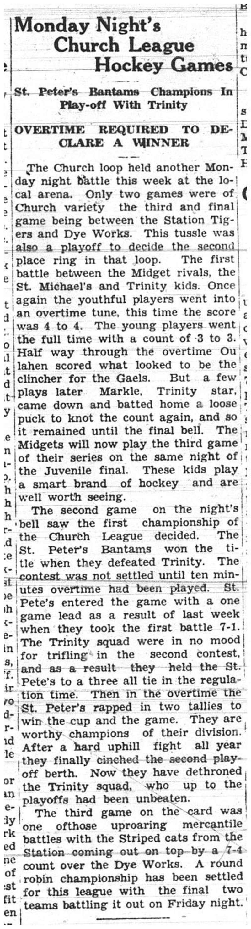 1938-03-10 Hockey -CCHL playoffs