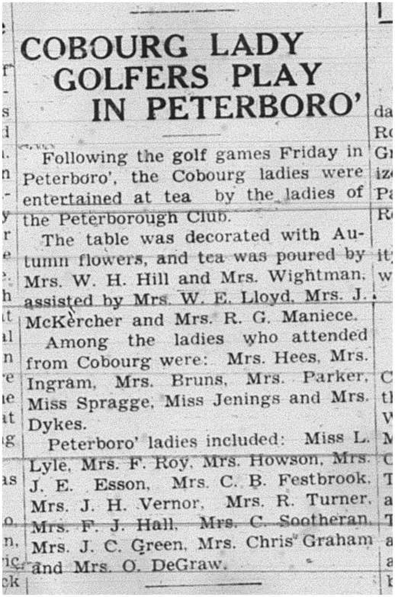 1938-09-15 Golf -Ladies vs Peterborough