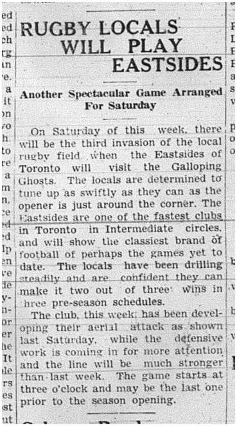 1938-09-29 Football -Intermediate GG vs TO Eastsides exhibition