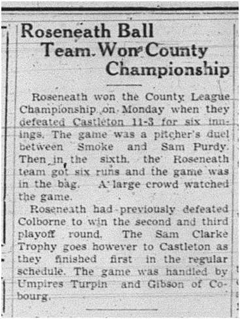 1938-10-13 Baseball -Roseneath vs Castleton