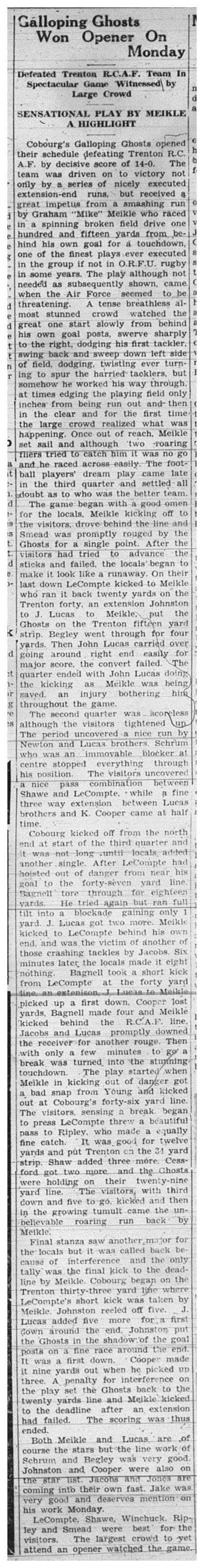 1938-10-13 Football -Intermediate GG vs Trenton