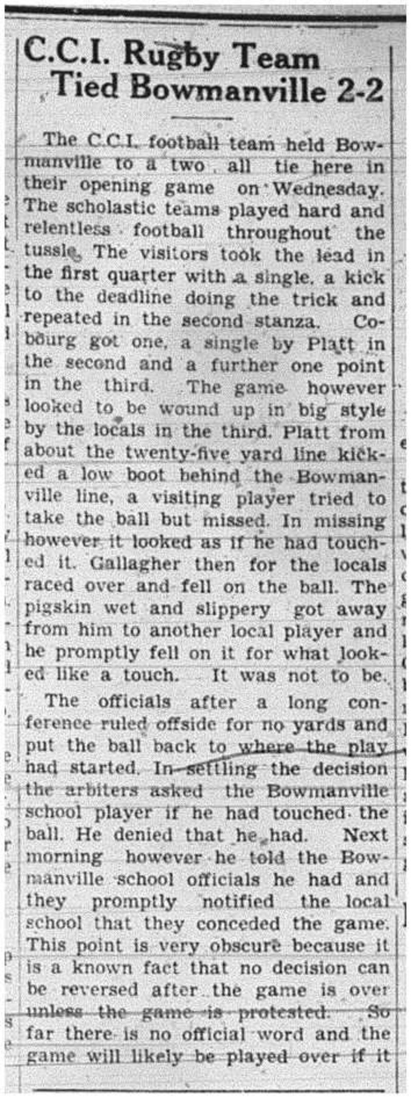 1938-10-13 School - CCI Football