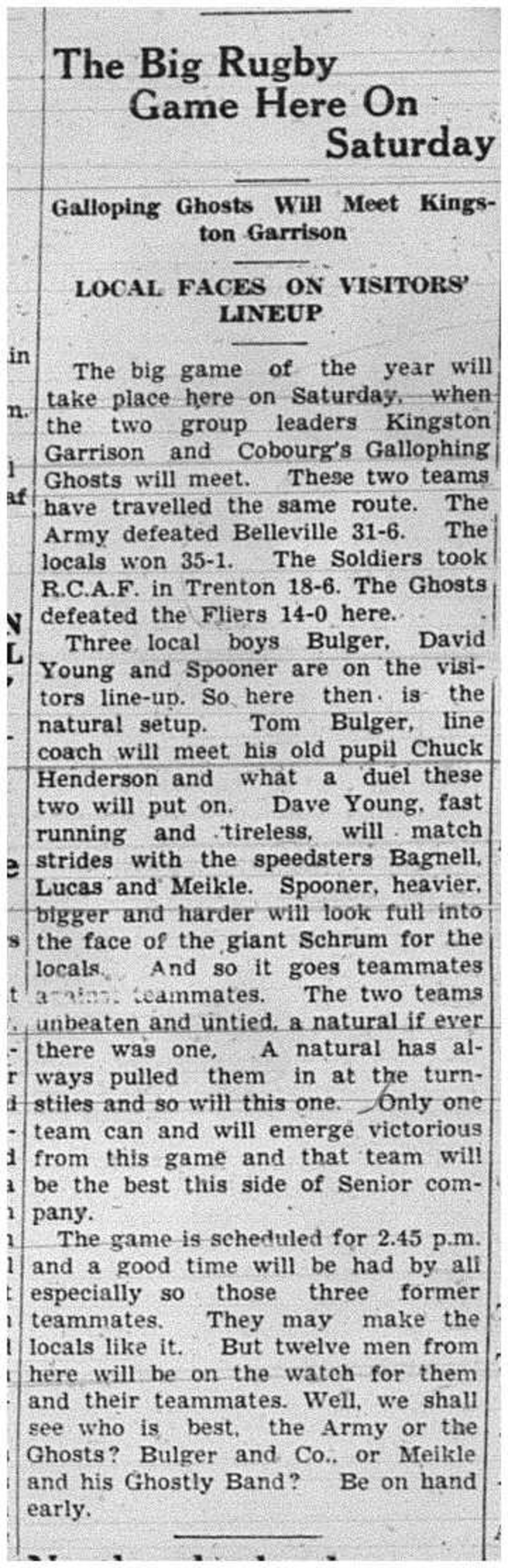1938-10-27 Football -Intermediates GG to play Kingston