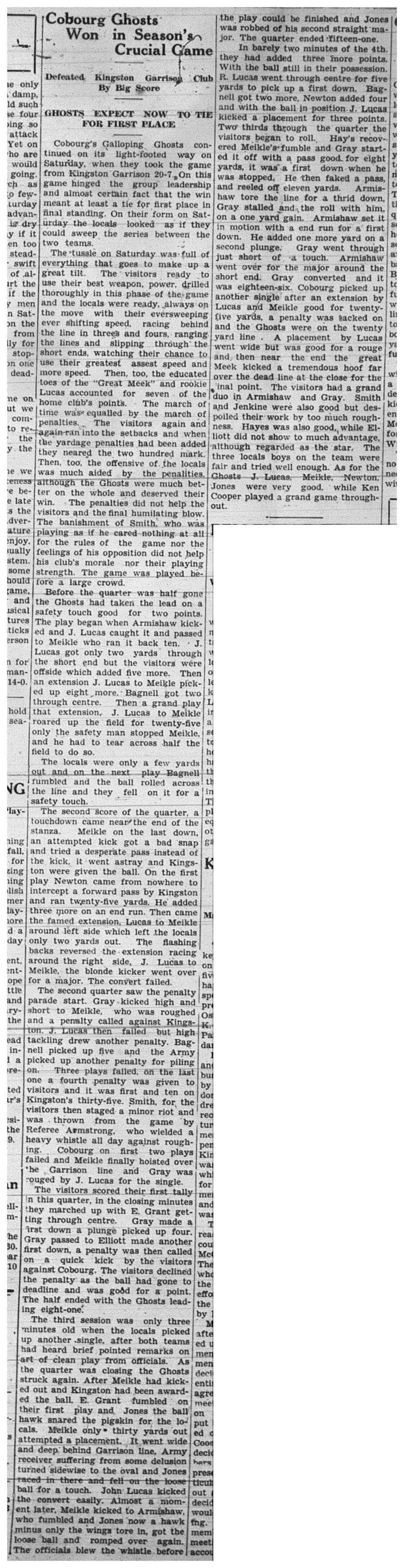 1938-11-03 Football -Intermediate GG vs Kingston