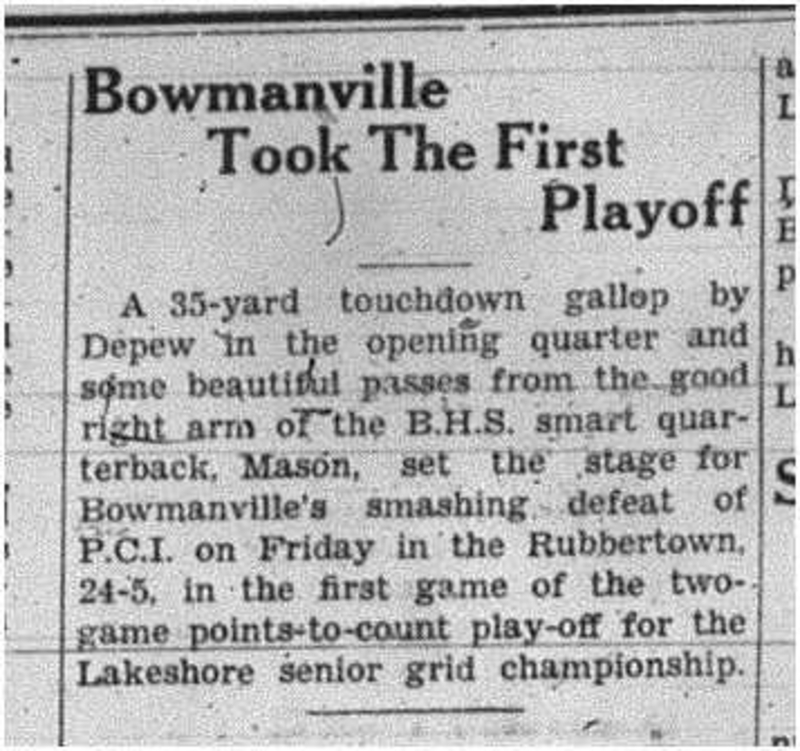 1938-11-10 Football -Seniors Bowmanville vs PCI