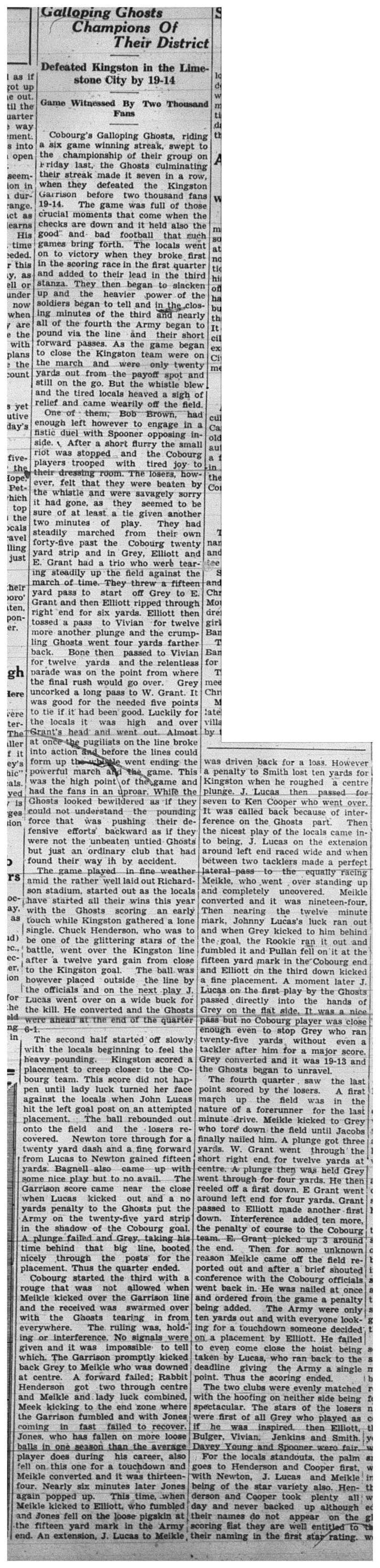 1938-11-17 Football -Intermediate GG vs Kingston
