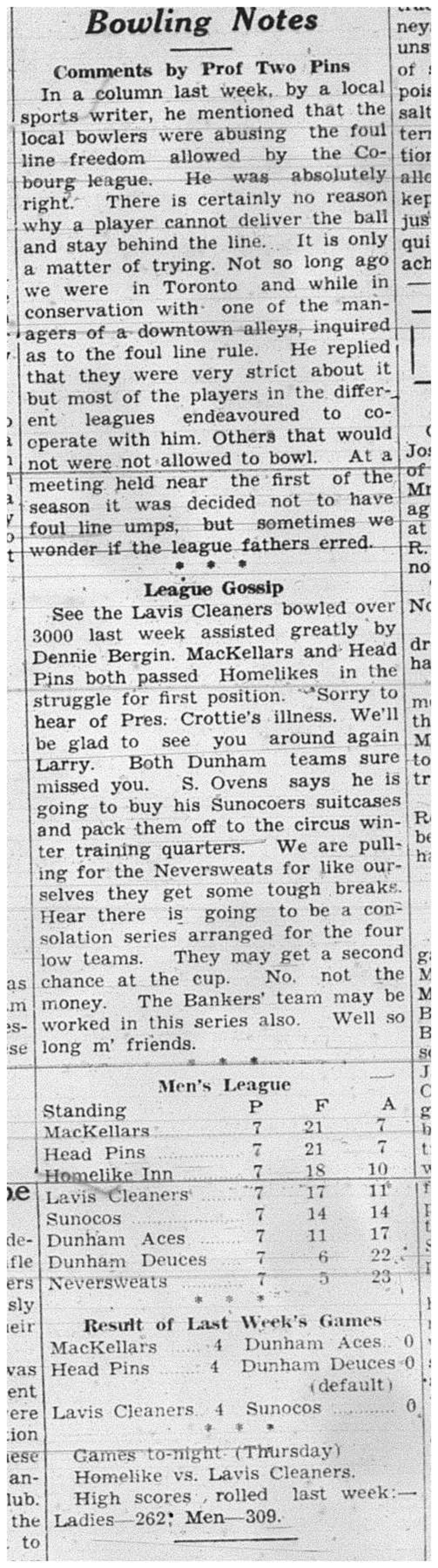 1939-01-12 Bowling -Notes