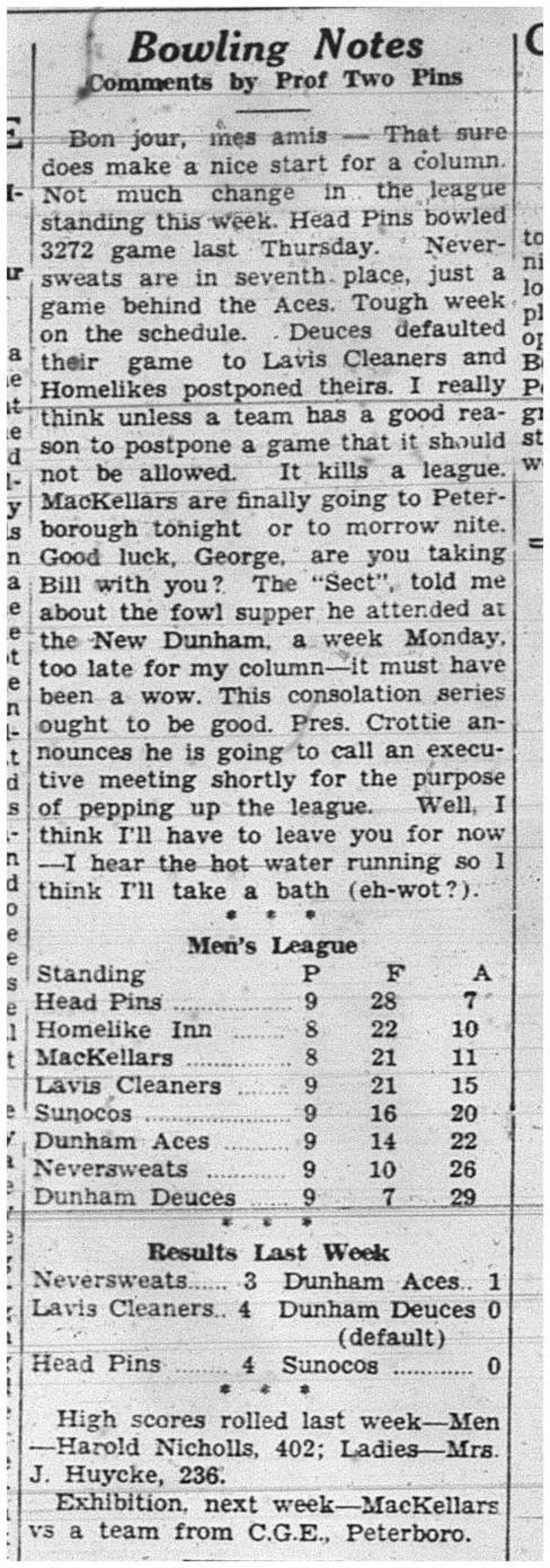 1939-01-26 Bowling -Notes