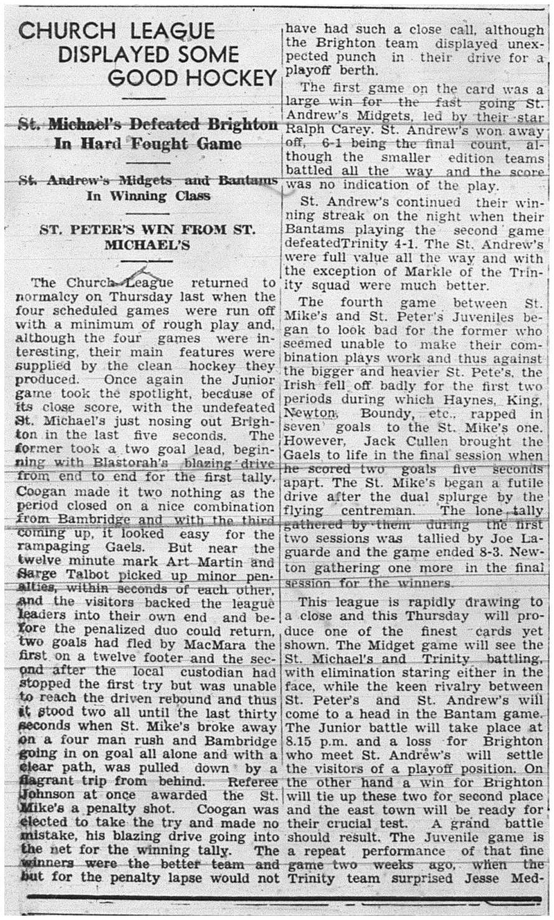 1939-02-02 Hockey -CCHL Games