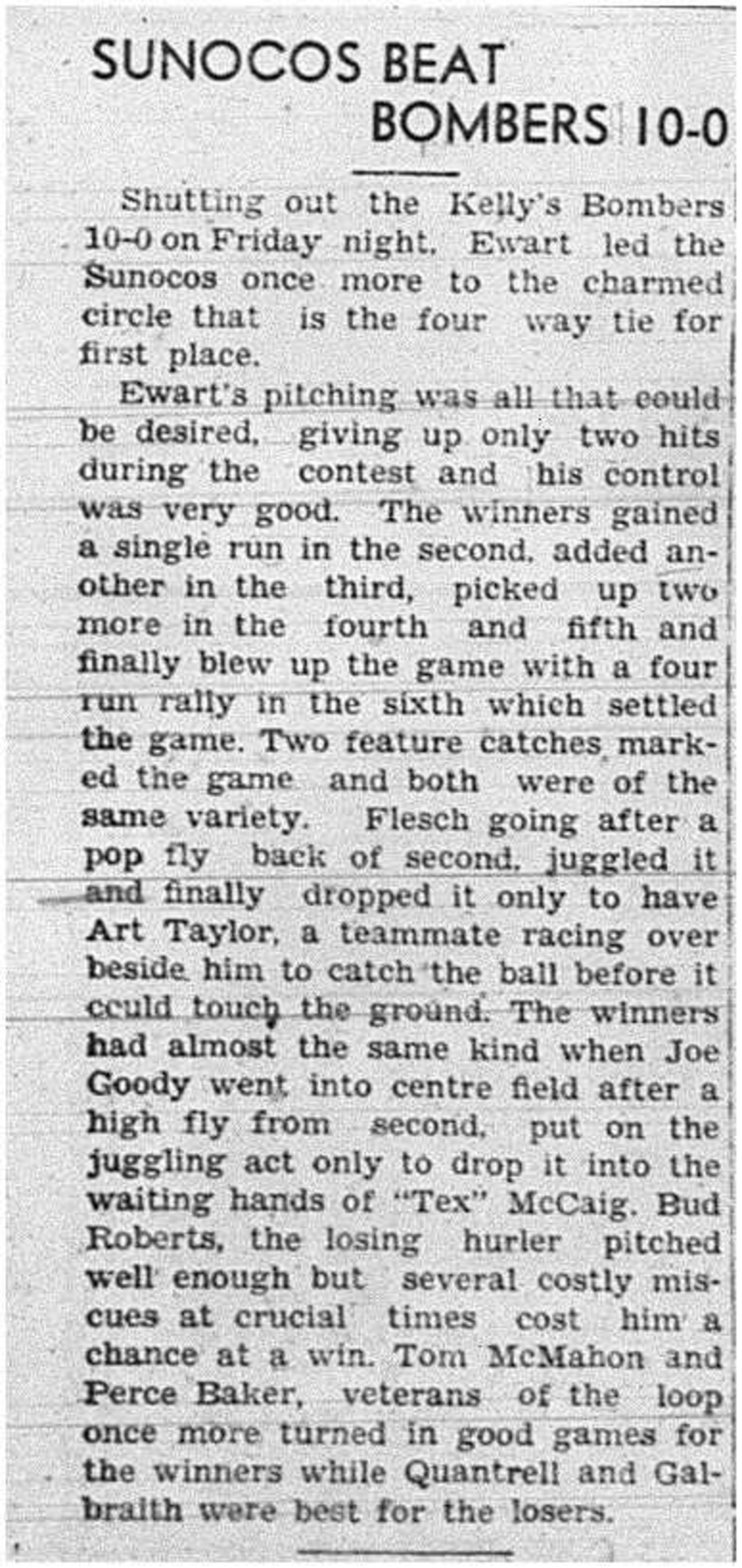 1939-06-15 Softball -Mens League Sunocos vs Bombers
