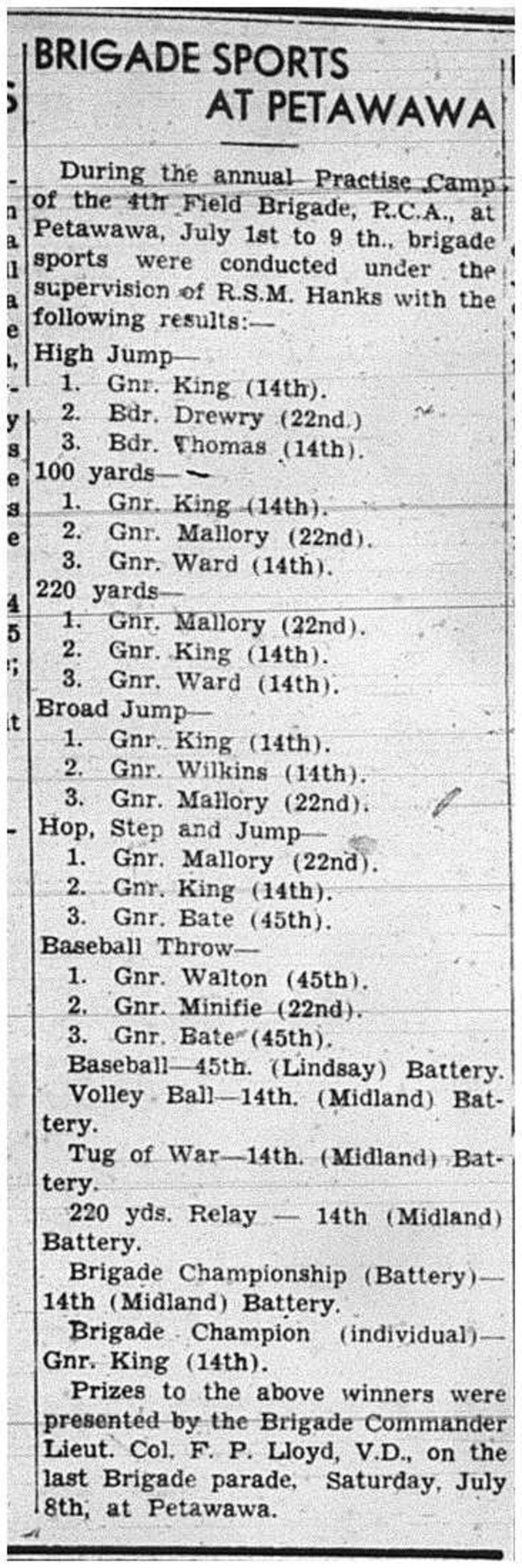 1939-07-13 Sports -Brigade Practice Camp at Petawawa