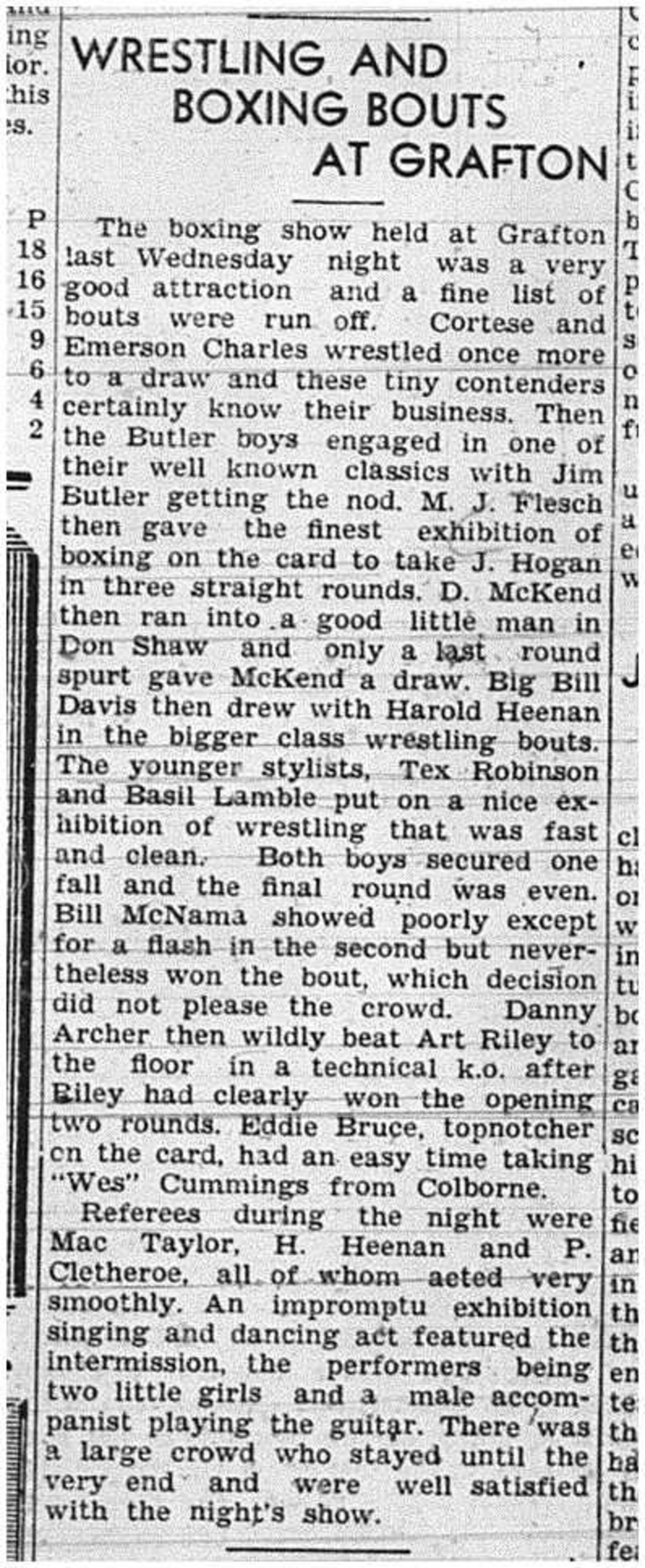 1939-07-27 Boxing -Wrestling & Boxing card at Grafton
