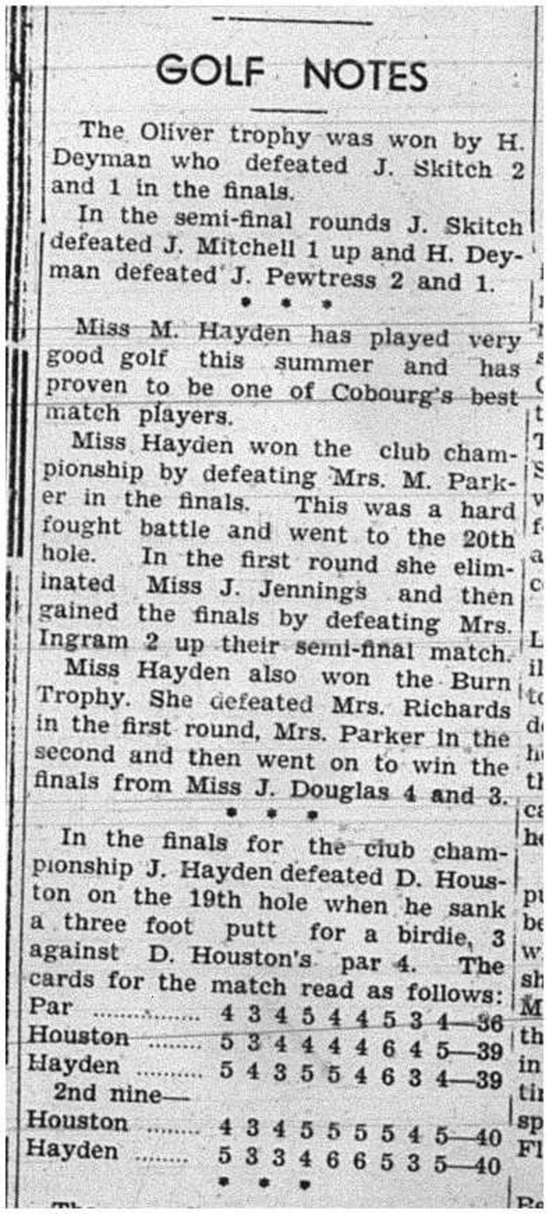 1939-09-21 Golf -Matches & Notes
