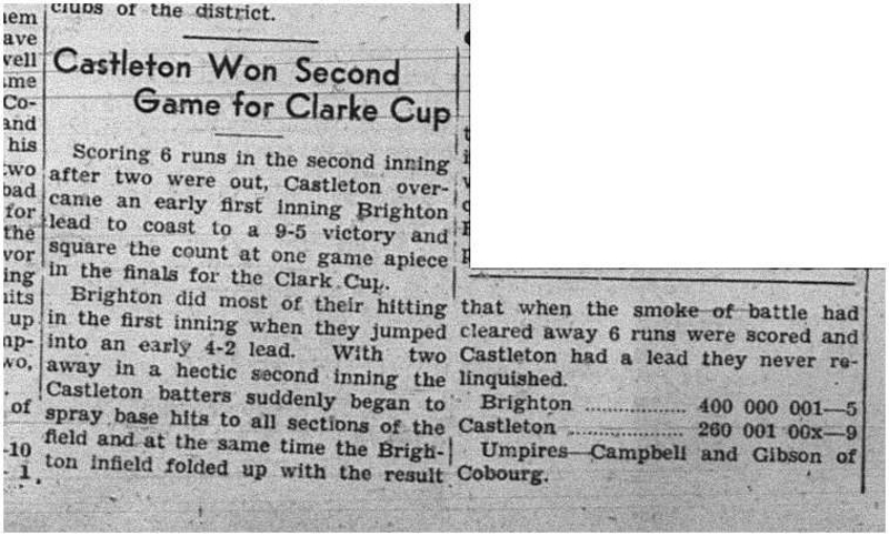 1939-09-28 Baseball -Brighton vs Castleton Game 2