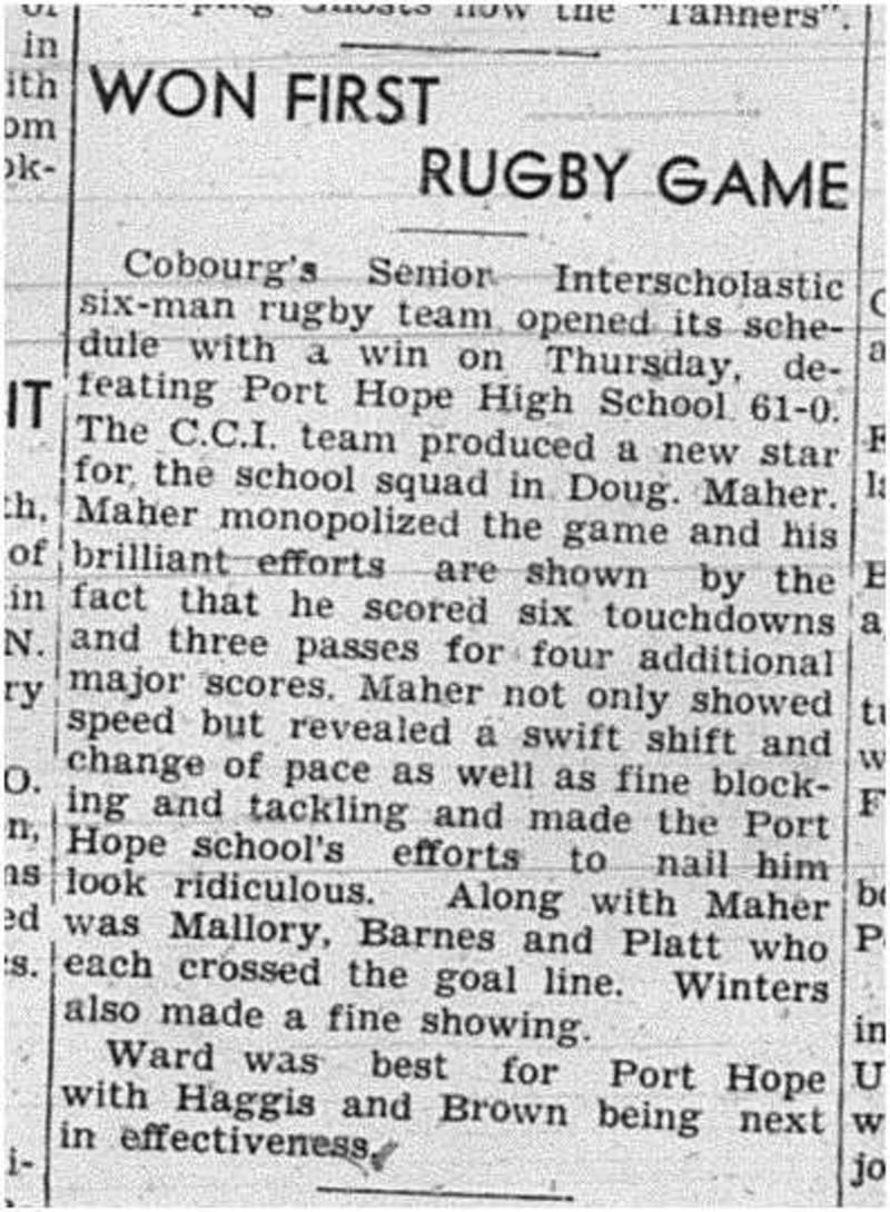 1939-10-05 School -CCI Senior 6 man Football vs PH High