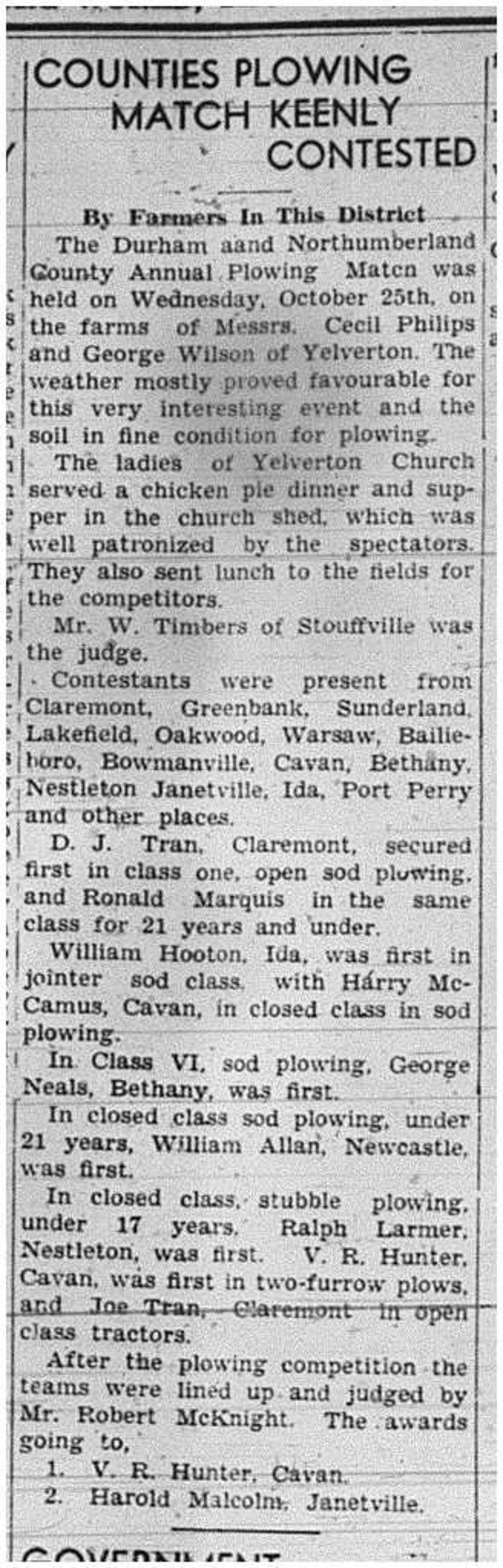 1939-11-02 Ploughing -Northumberland & Durham Ploughing Match at Yelverton