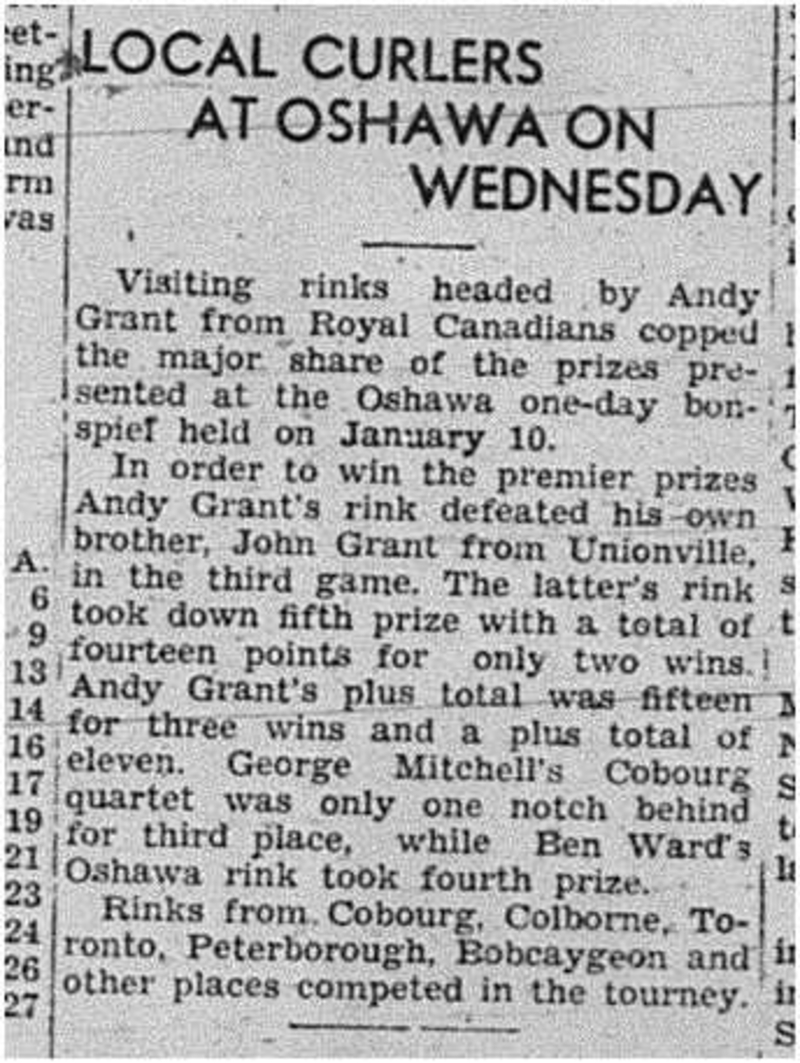 1940-01-18 Curling -Oshawa Bonspiel