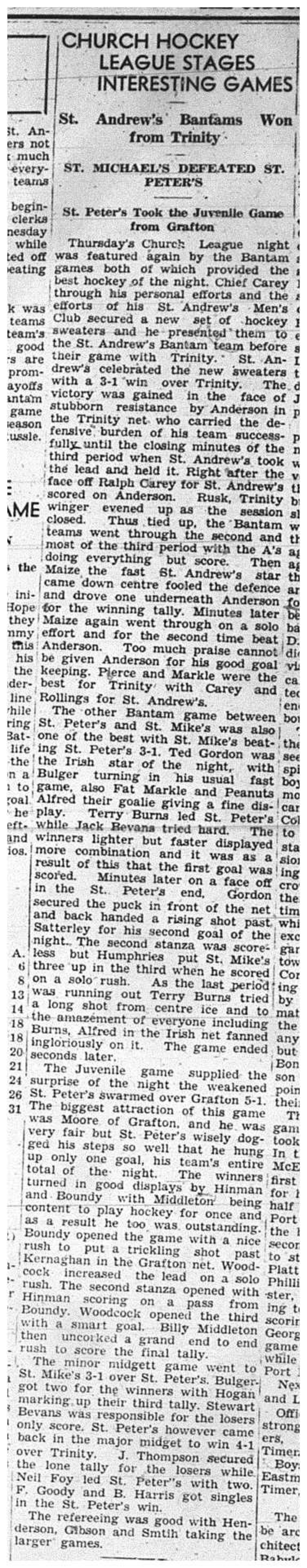 1940-01-18 Hockey -CCHL Games